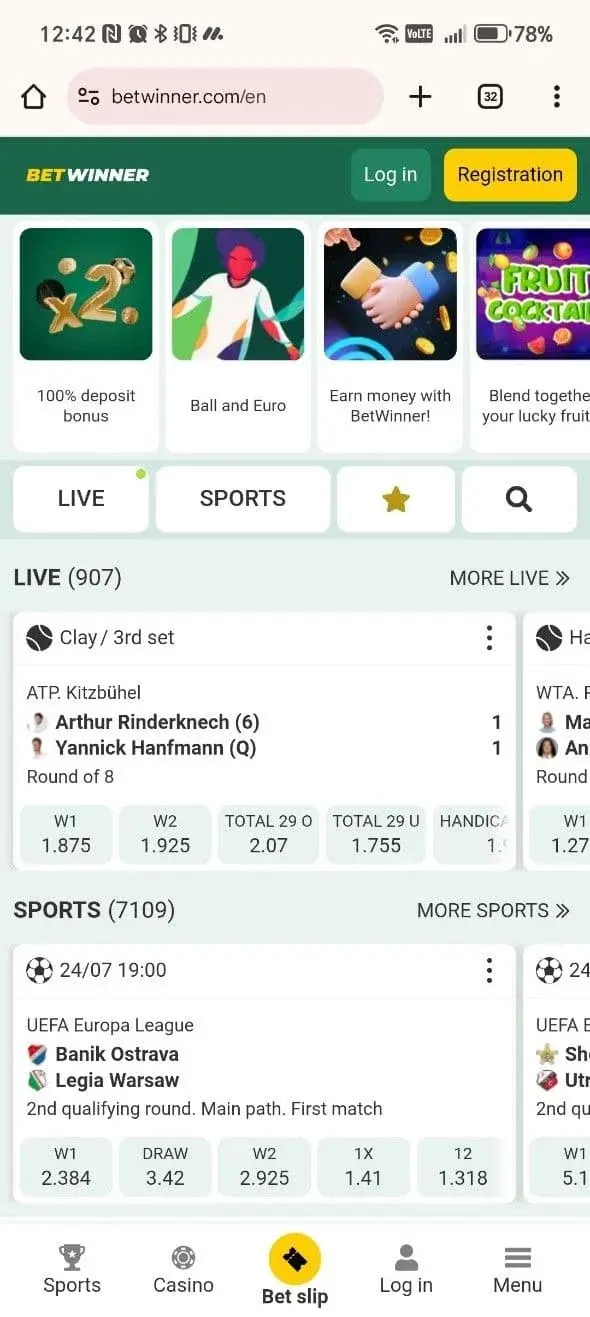 BetWinner Képernyőkép 2